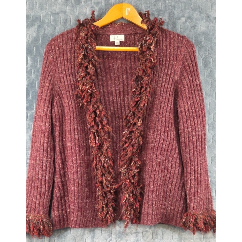 Ponsesa Women's Multicolor BOHO Fringe Trim Open Front Cardigan Sweater Size XL